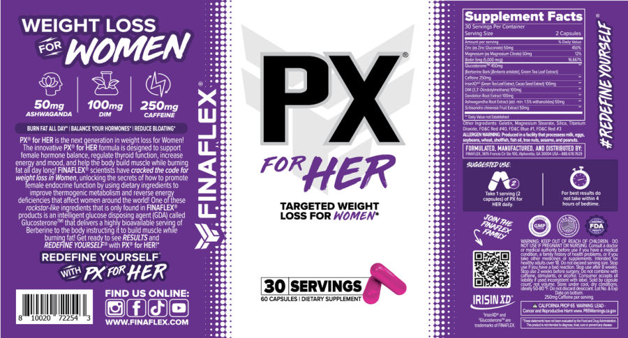 Official label of FINAFLEX PX For Her (NIH DSLD #333680)