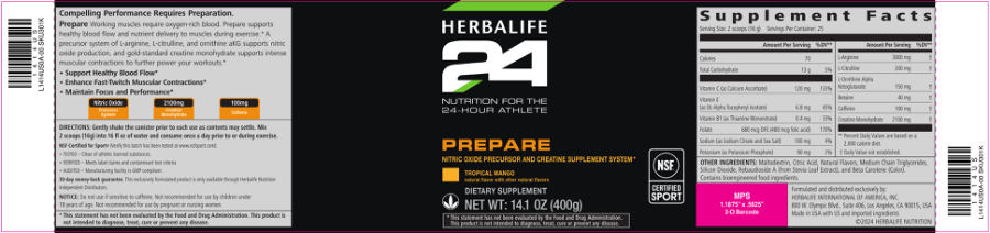 Official label of Herbalife 24 Prepare Tropical Mango (NIH DSLD #335030)