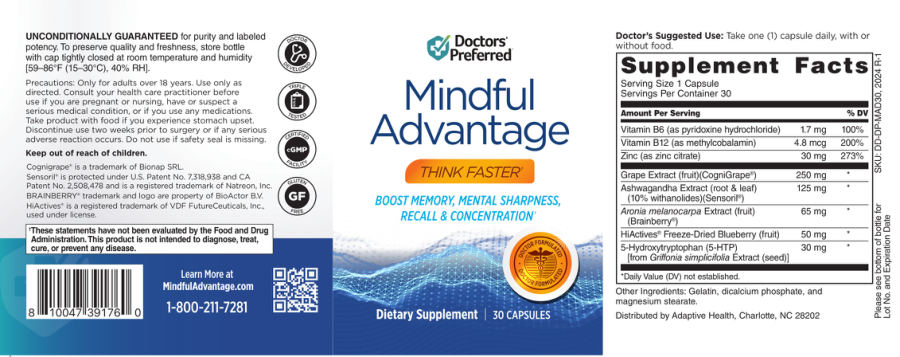 Official label of Doctors' Preferred Mindful Advantage (NIH DSLD #337719)