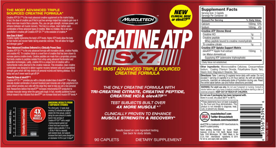 Official label of MuscleTech Creatine ATP SX-7 (NIH DSLD #38826)