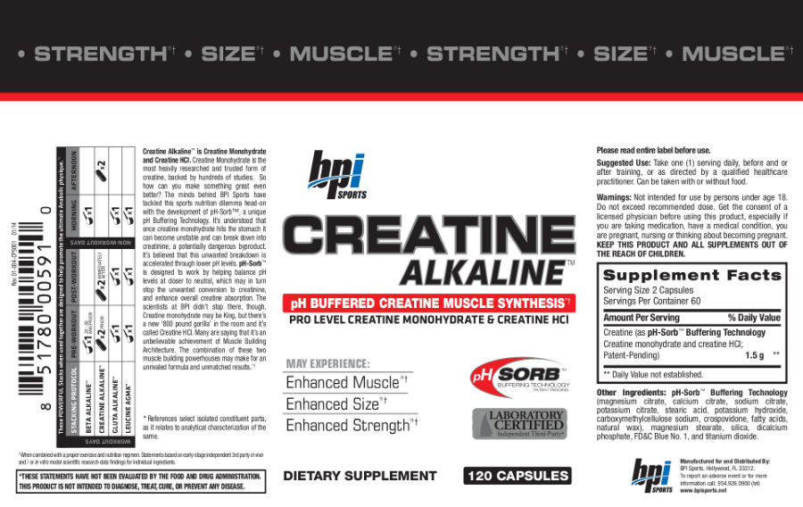 Official label of BPI Sports Creatine Alkaline (NIH DSLD #43261)