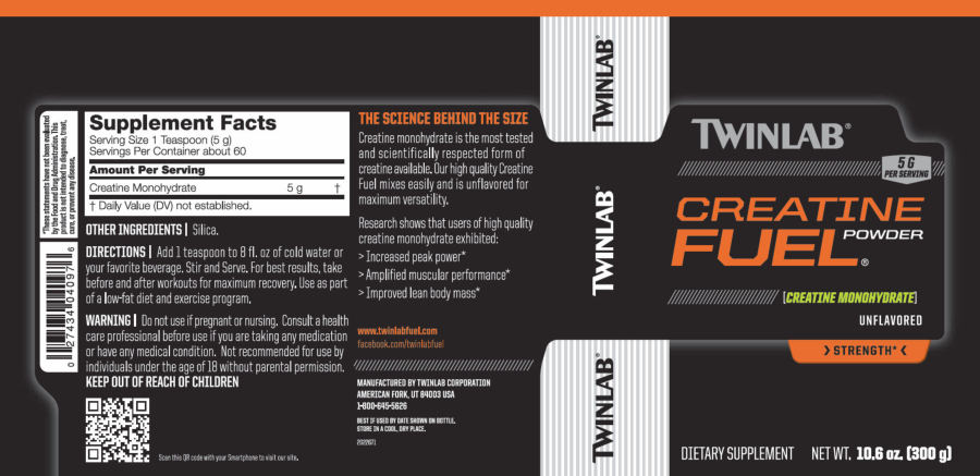 Official label of Twinlab Creatine Fuel Powder Unflavored (NIH DSLD #43913)
