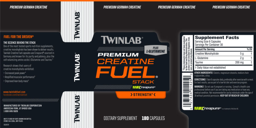 Official label of Twinlab Premium Creatine Fuel Stack (NIH DSLD #43918)