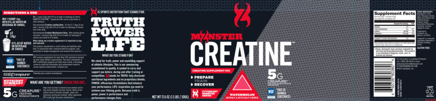 Official label of CytoSport Monster Creatine Watermelon (NIH DSLD #50346)