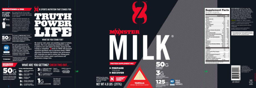 Official label of CytoSport Monster Milk Vanilla (NIH DSLD #50394)