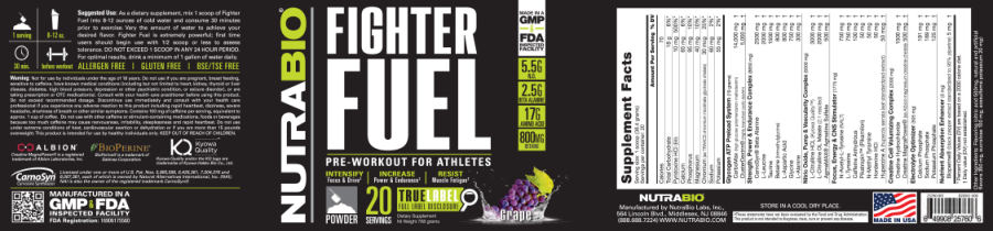 Official label of NutraBio Fighter Fuel Grape (NIH DSLD #51527)