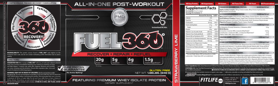 Official label of PMD Platinum Fuel 360 Strawberry Lime (NIH DSLD #53247)