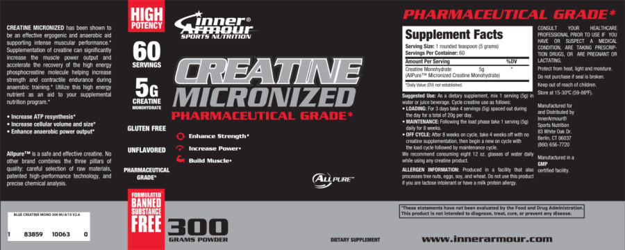 Official label of Inner Armour Creatine Micronized (NIH DSLD #53444)