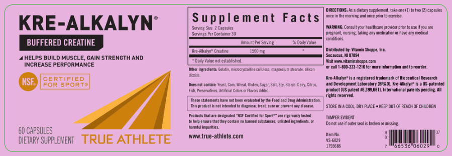 Official label of True Athlete Kre-Alkalyn (NIH DSLD #56318)