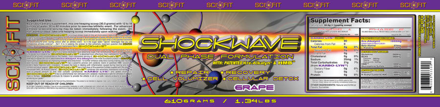 Official label of Sci-Fit Shockwave Grape (NIH DSLD #5764)