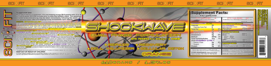 Official label of Sci-Fit Shockwave Orange (NIH DSLD #5765)