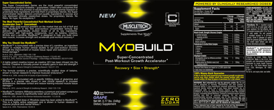 Official label of MuscleTech Concentrated Series MyoBuild Grape (NIH DSLD #63170)