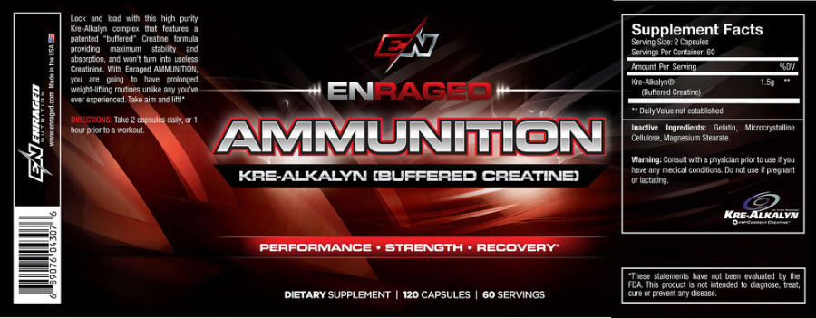 Official label of Enraged Ammunition (NIH DSLD #66465)