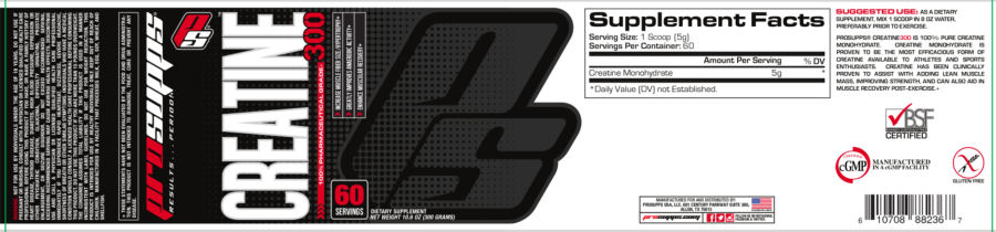 Official label of PS ProSupps Creatine 300 (NIH DSLD #66826)