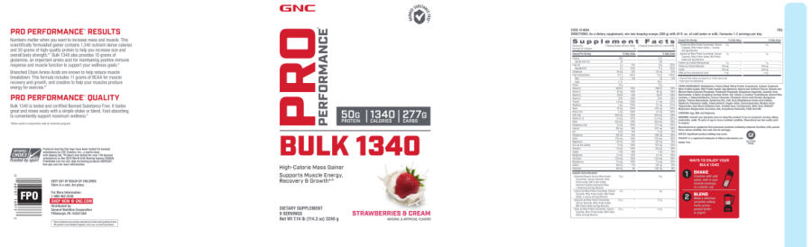 Official label of GNC Pro Performance Bulk 1340 Strawberries & Cream (NIH DSLD #69584)