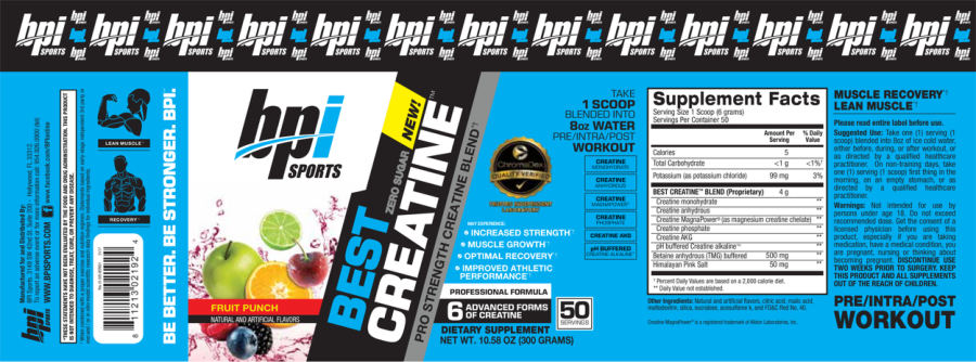 Official label of BPI Sports Best Creatine Fruit Punch (NIH DSLD #80029)