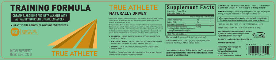 Official label of True Athlete Training Formula (NIH DSLD #80686)