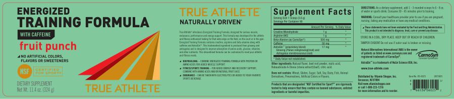 Official label of True Athlete Energized Training Formula Fruit Punch (NIH DSLD #80689)